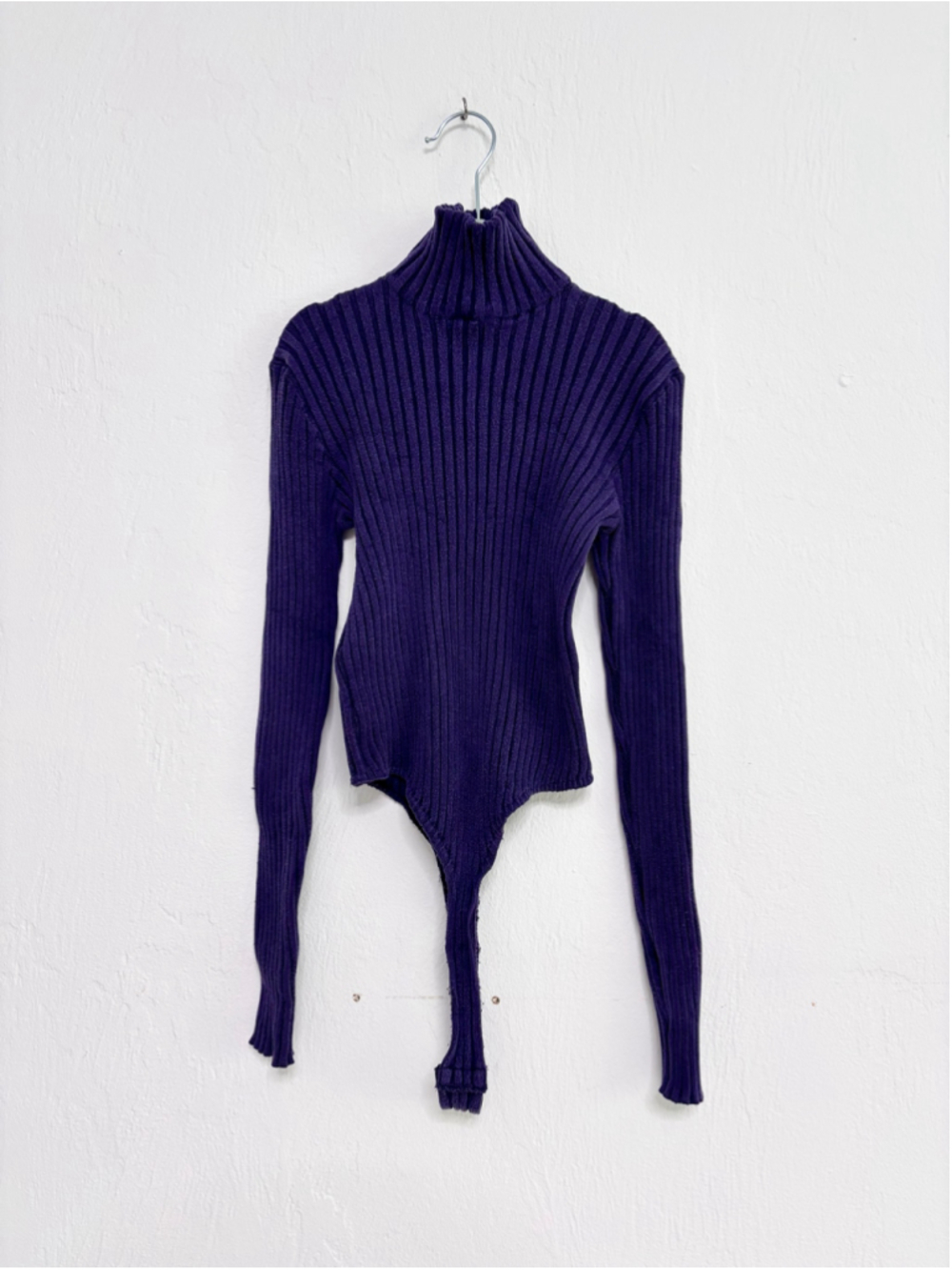 Women's Cache Ribbed Turtleneck Bodysuit Purple Size L Silk Spandex